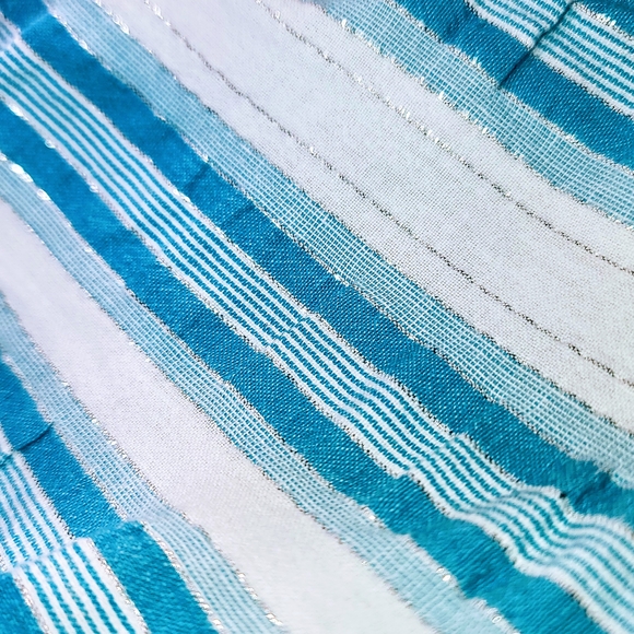 Cropped Lightweight Blue and White Striped Pj Pants With Drawstring M - Picture 2 of 2